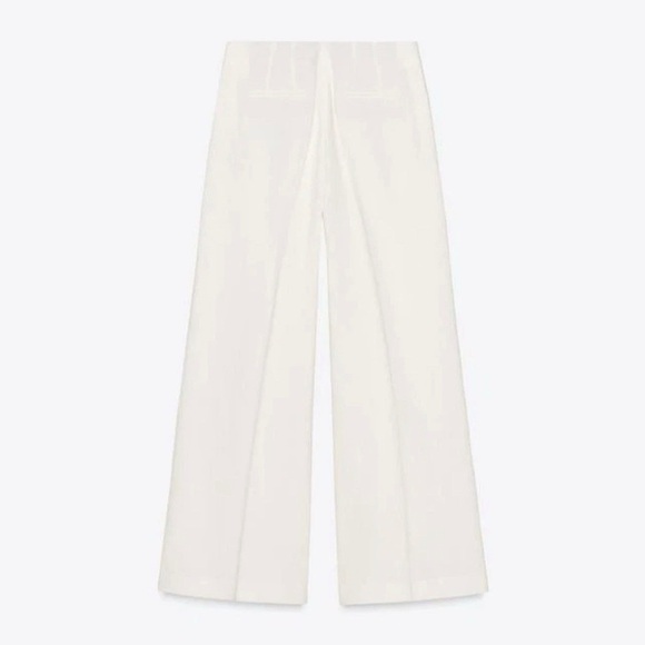NWT ZARA LINEN BLEND PLEATED PANTS ZW COLLECTION Ecru Size S - Picture 10 of 12